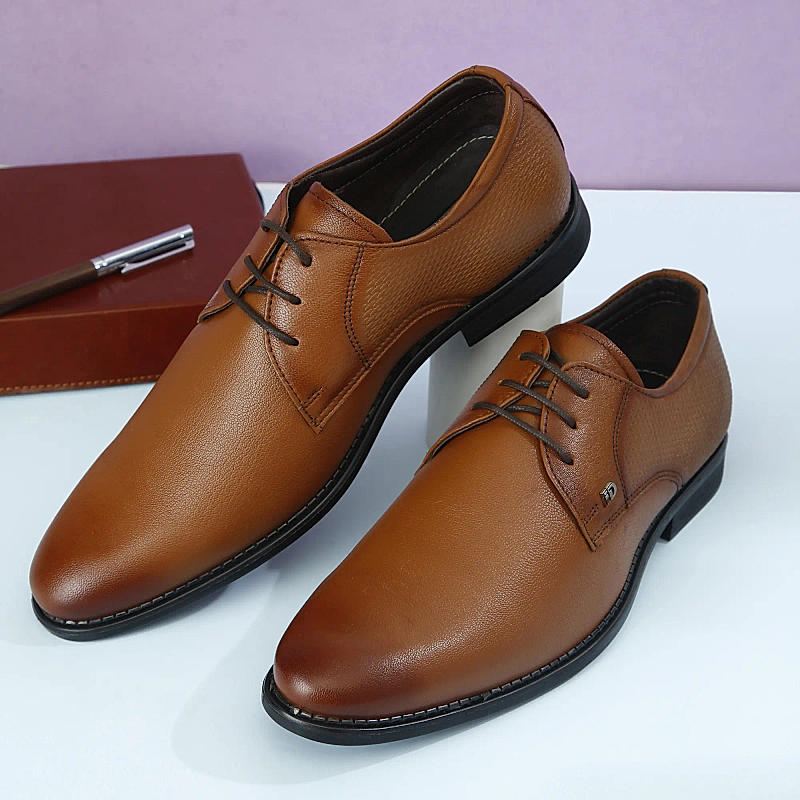 ID Mens Tan Formal Lace-Up Shoes