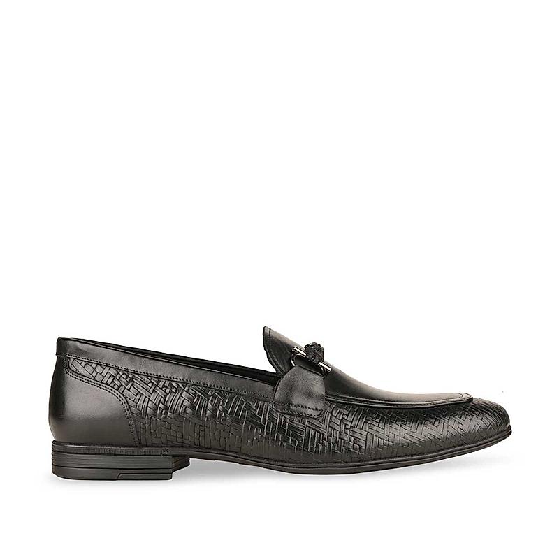 Imperio Black Men Textured Leather Formal Shoes