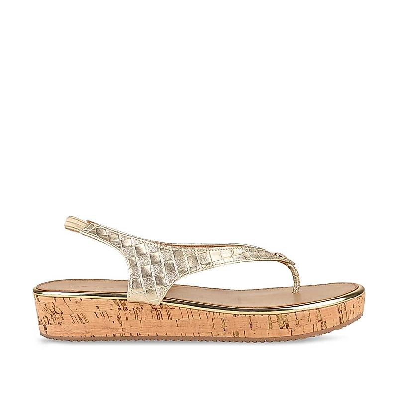 Rocia Gold Women Textured Sandals