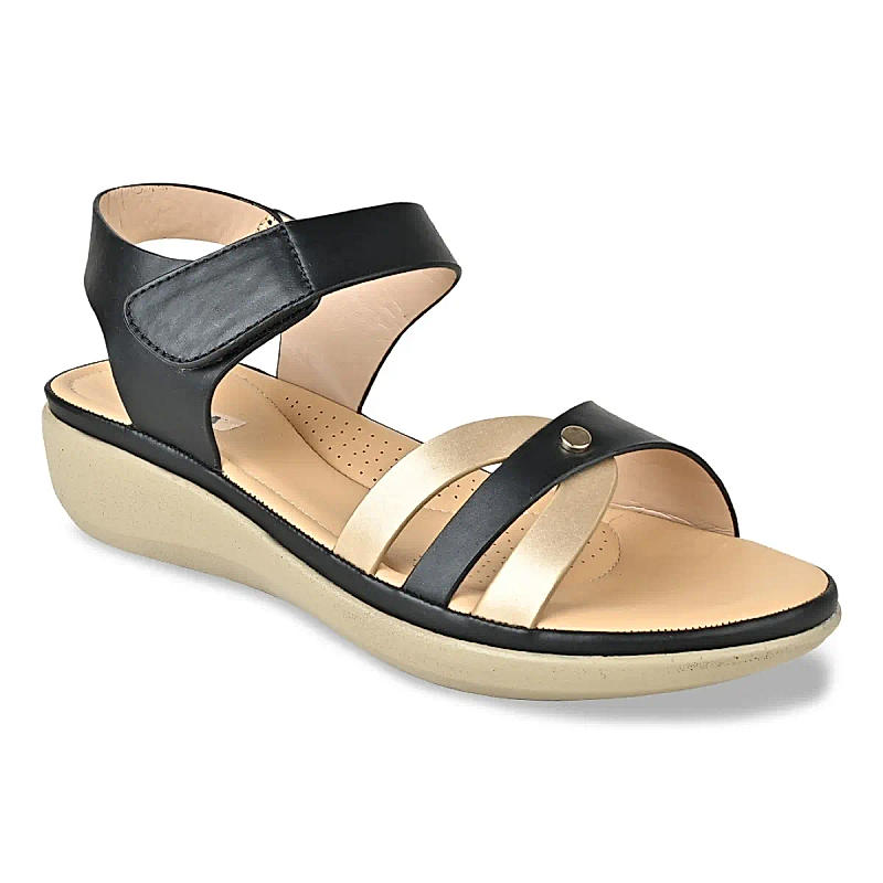 Rocia Black Women Comfort Flat Sandals