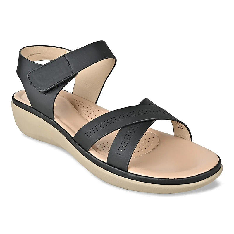 Rocia Black Women Comfort Flat Sandals