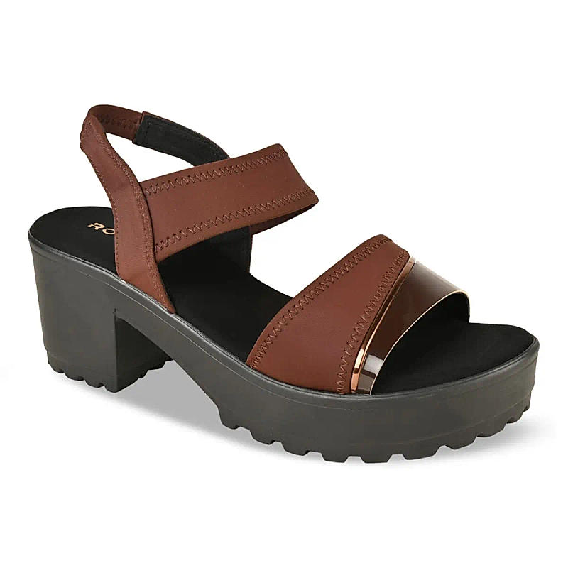 Rocia Brown Women High Lycra Platform Sandals