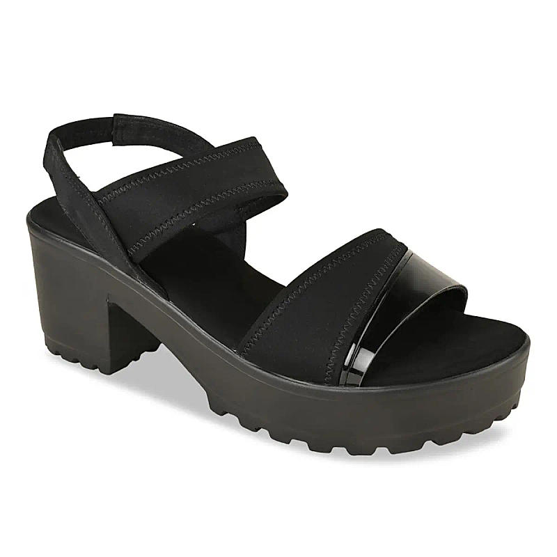 Rocia Black Women High Lycra Platform Sandals