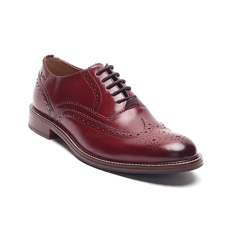 GABICCI BURGUNDY MEN ARISTA LONGWING BROGUE FORMAL LACE UP LEATHER SHOES