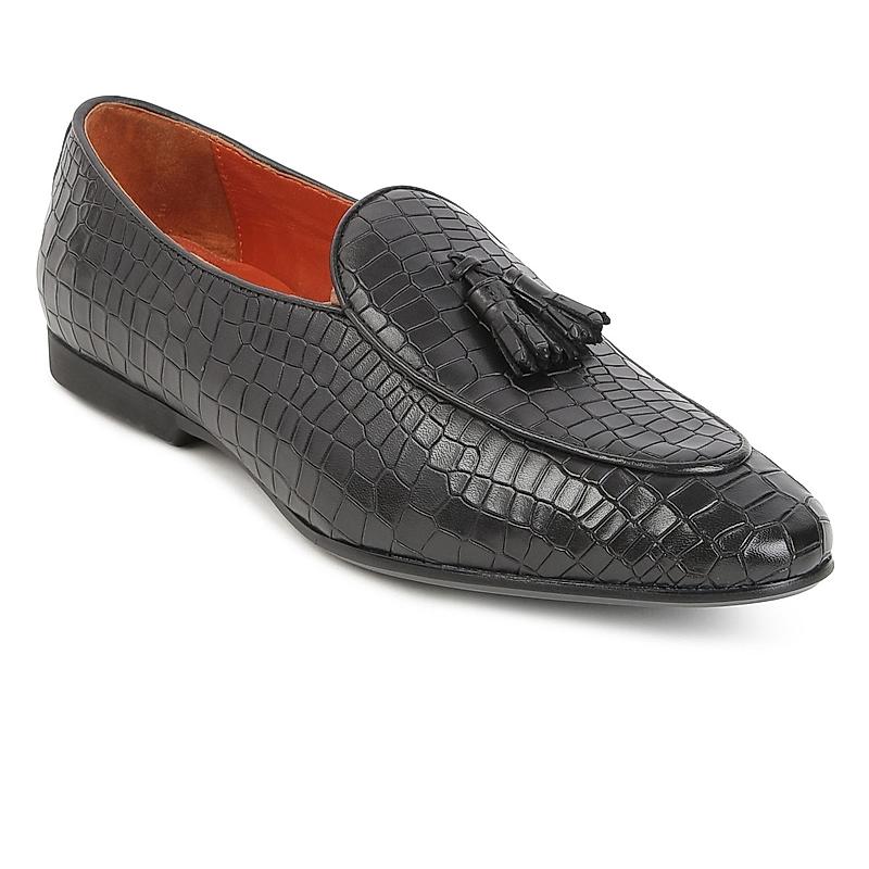 GABICCI BLACK MEN OAK LAND CASUAL SLIP ON LEATHER SHOES