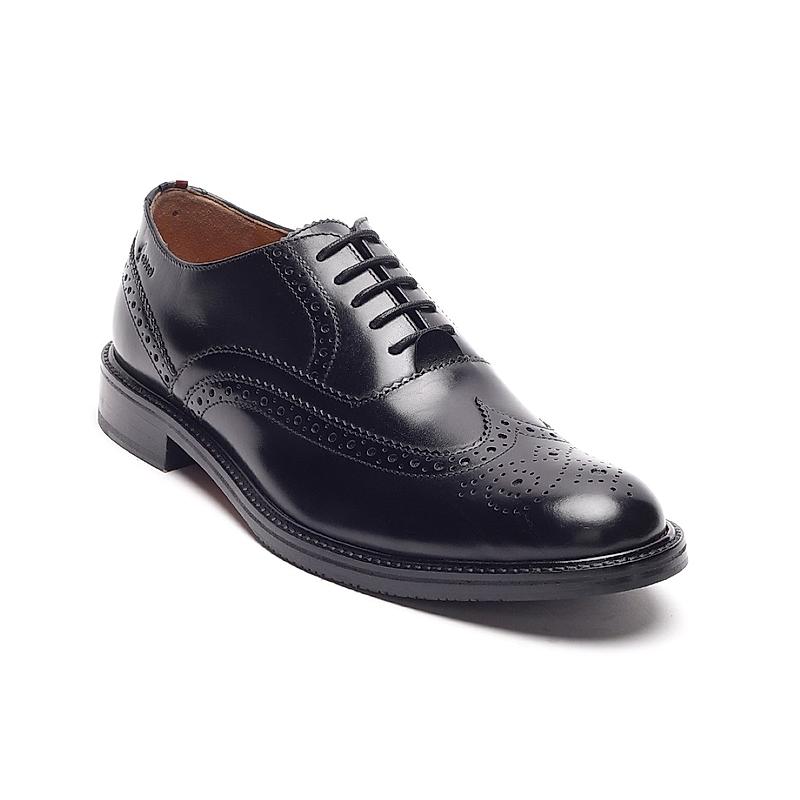 GABICCI BLACK MEN ARISTA LONGWING BROGUE FORMAL LACE UP LEATHER SHOES