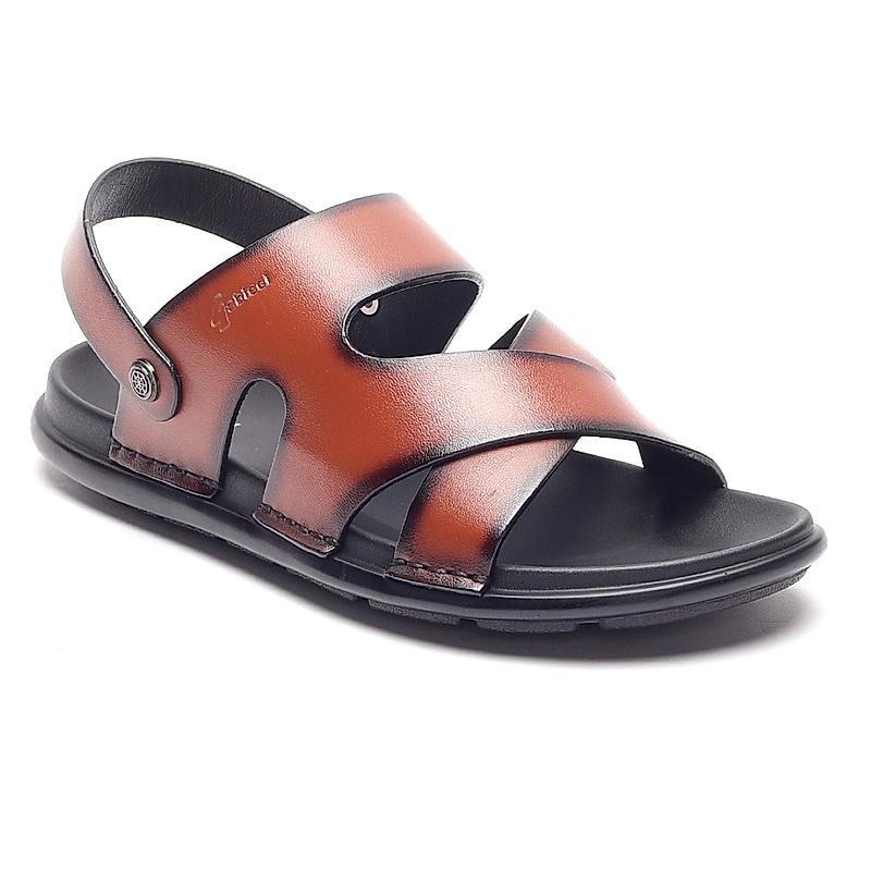 GABICCI TAN MEN COPPOLA LEATHER SANDALS