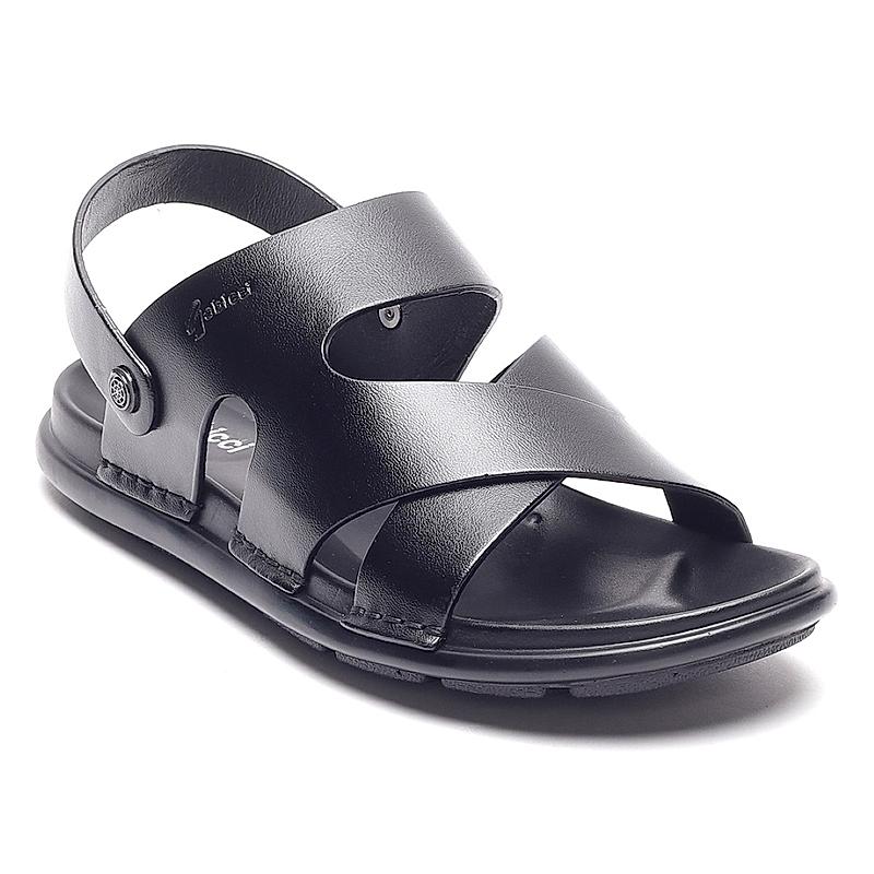 GABICCI BLACK MEN COPPOLA LEATHER SANDALS