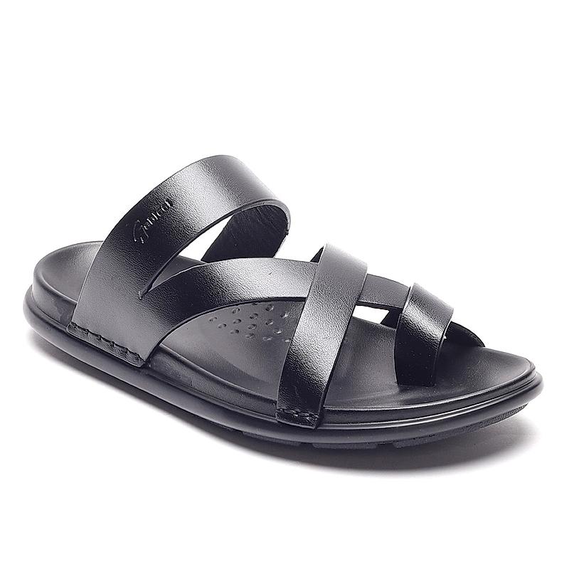 GABICCI BLACK MEN MARTIN LEATHER SANDALS