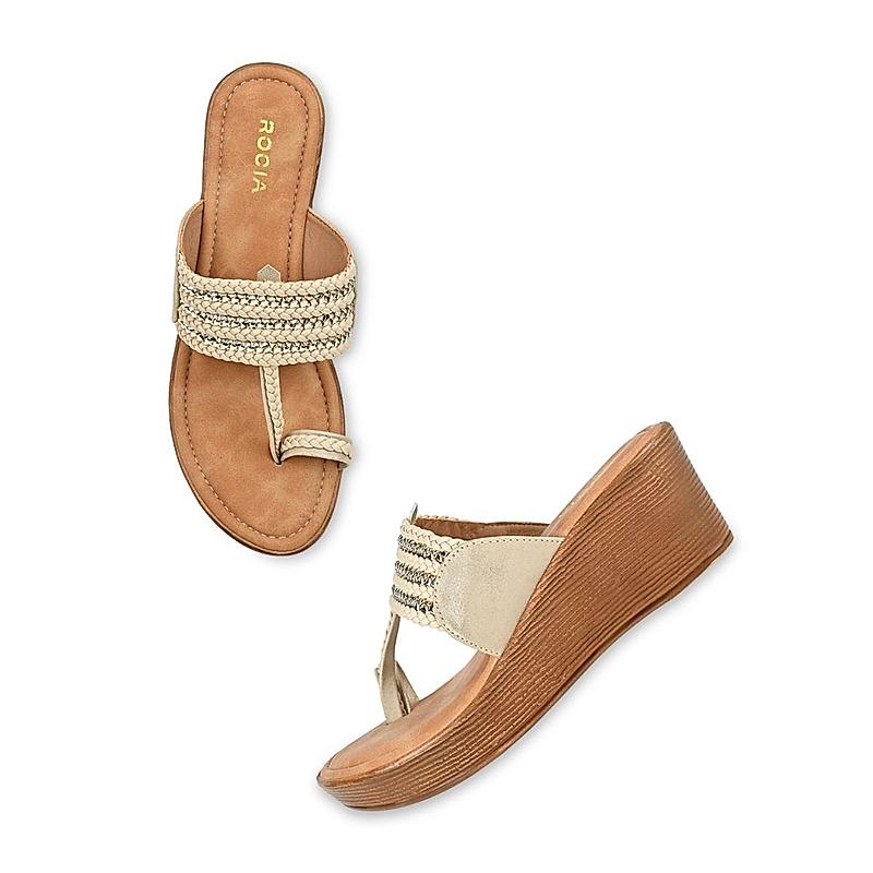 Rocia Beige Women Kolhapuri Wedges