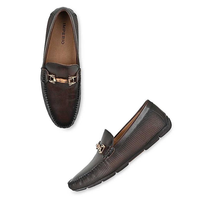 Imperio By Regal Coffee Men Casual Leather Loafers