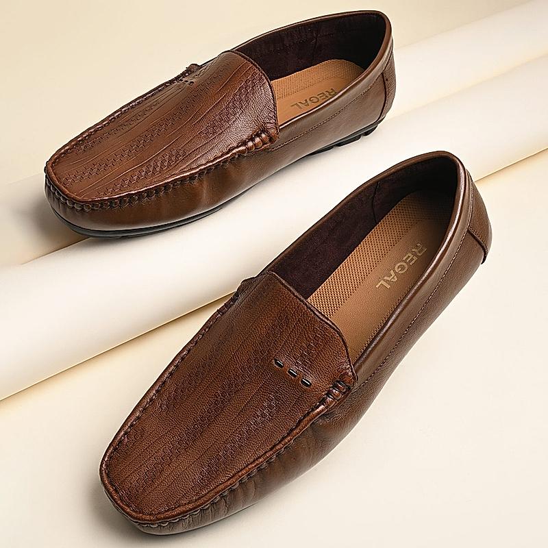 Regal Tan Men Textured Casual Driving Loafers