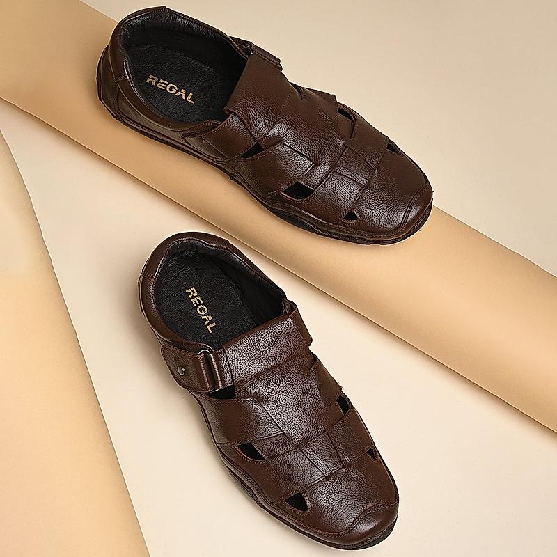 Regal Brown Men Leather Casual Fisherman Sandals