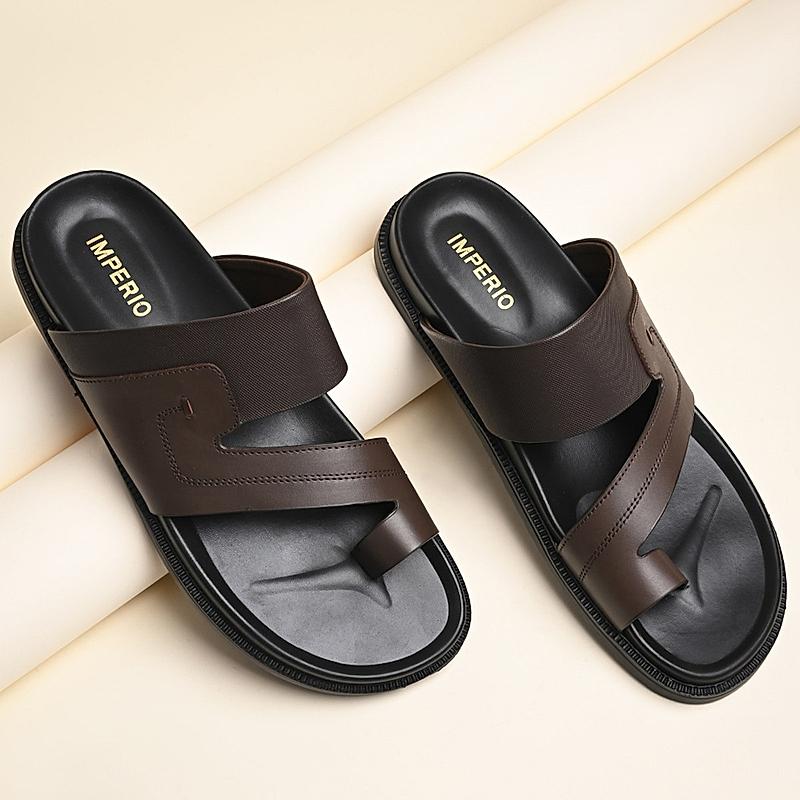 Imperio By Regal Brown Men Leather One Toe Sandals