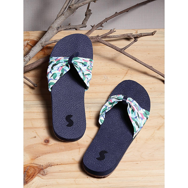 Sole Threads Womens Navy Yoga Butterfly Flip Flops