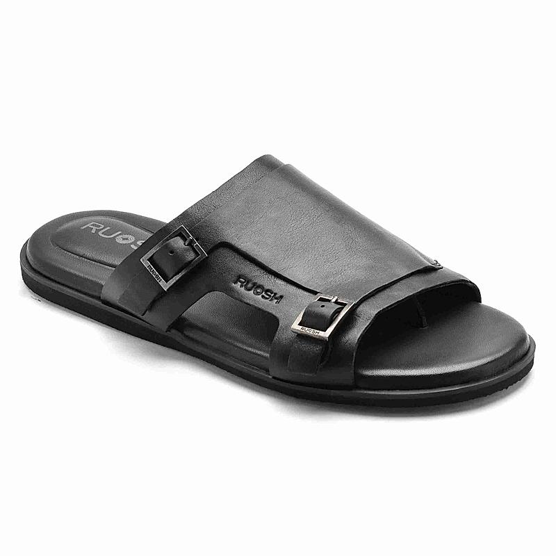 RUOSH BLACK MEN FLIP FLOPS