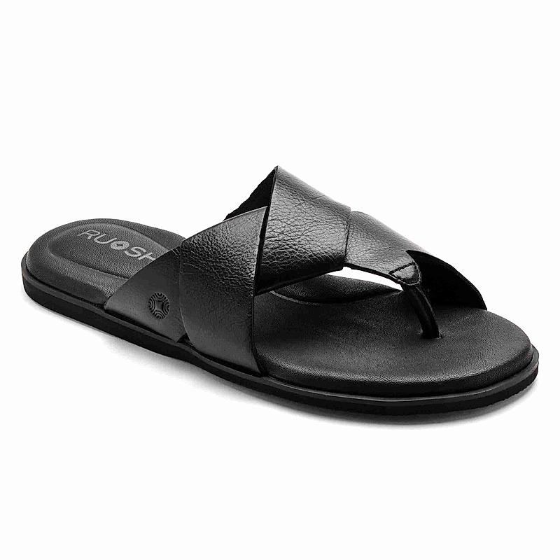 RUOSH BLACK MEN FLIP FLOPS