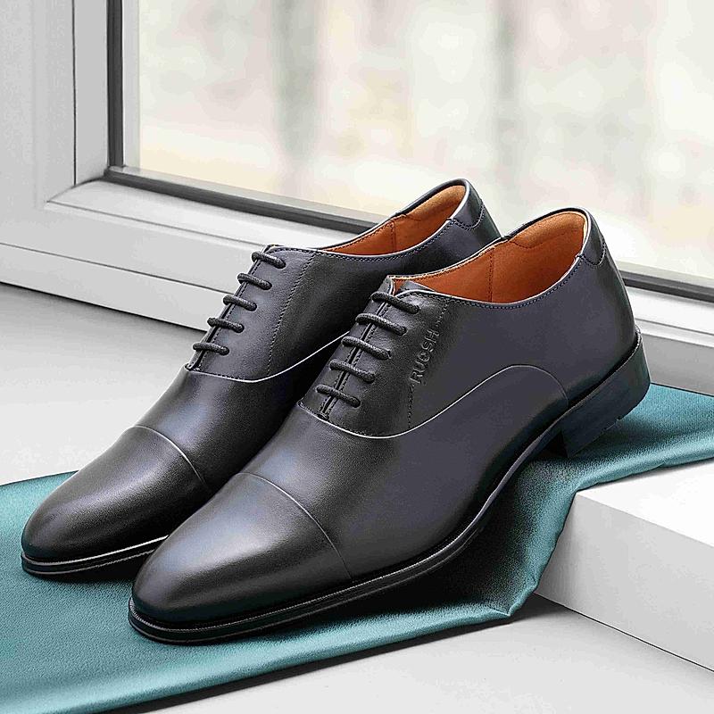 RUOSH BLACK MEN FORMAL LACE-UP SHOES