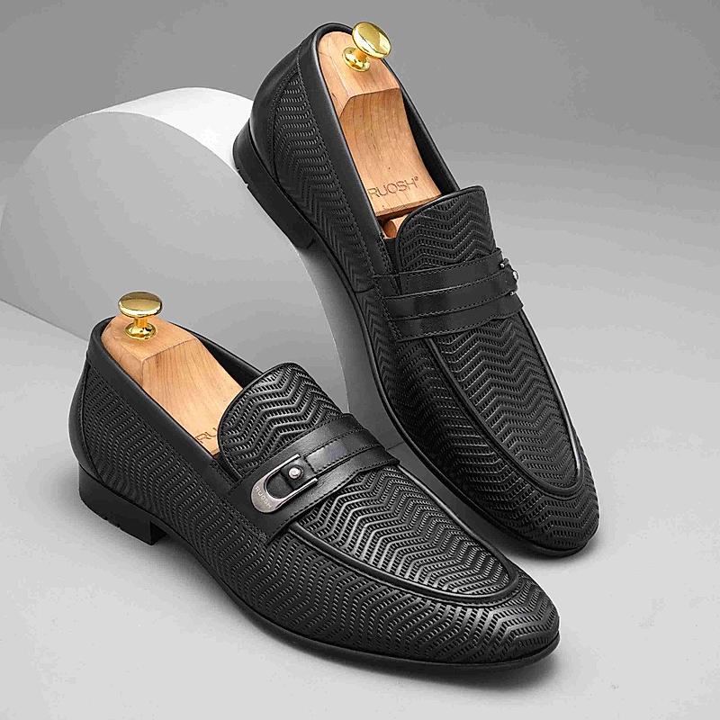 RUOSH BLACK MEN CASUAL SLIP-ON SHOES