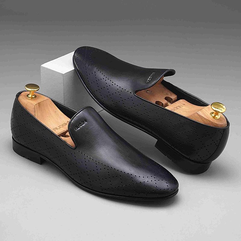 RUOSH BLACK MEN CASUAL SLIP-ON SHOES