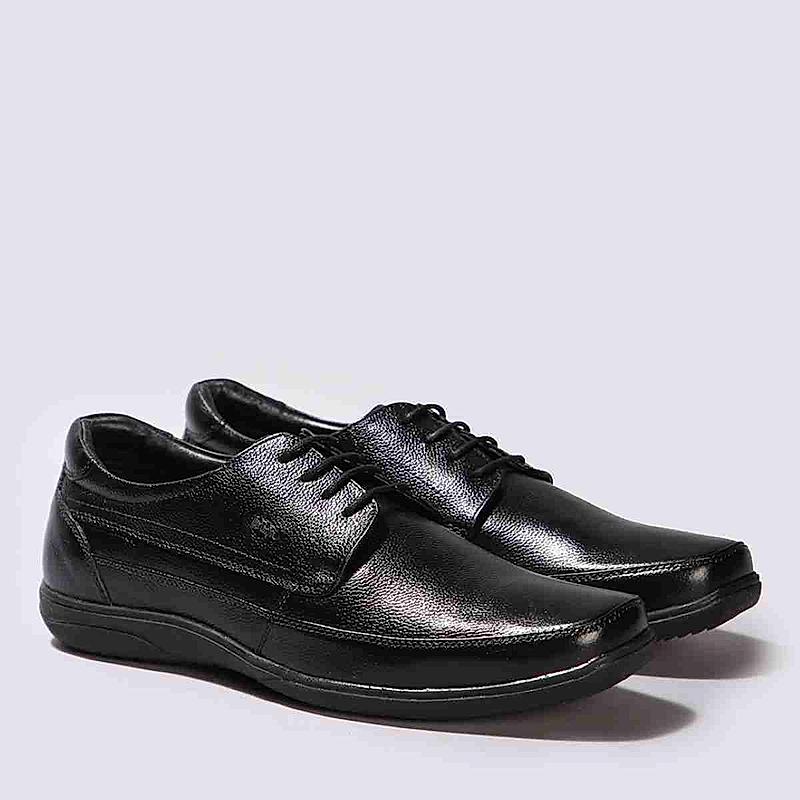 LEE COOPER BLACK MENS LEATHER DERBY SHOES