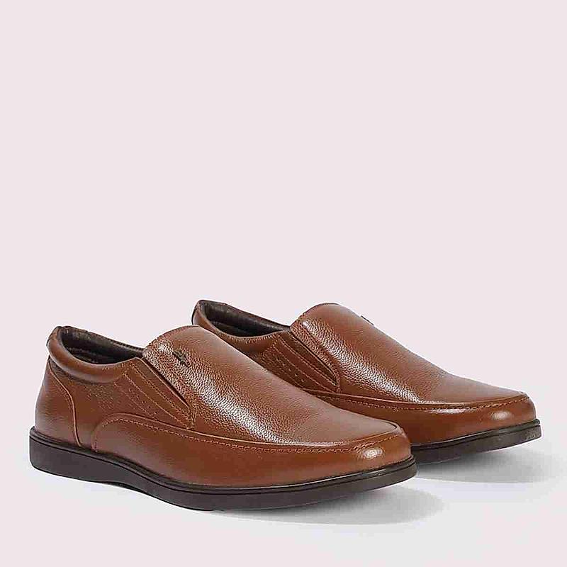 LEE COOPER TAN MENS LEATHER FORMAL SLIP-ONS