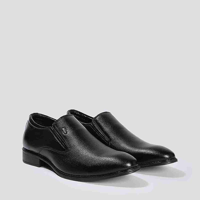 LEE COOPER BLACK MENS LEATHER FORMAL SLIP-ONS