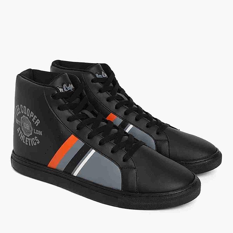 LEE COOPER BLACK MENS LACE UP SNEAKERS