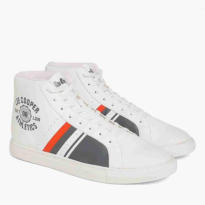 LEE COOPER WHITE MENS LACE UP SNEAKERS