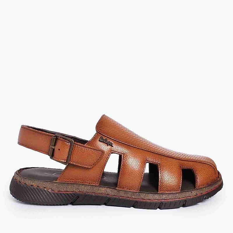 LEE COOPER TAN MENS LEATHER FISHERMAN SANDALS