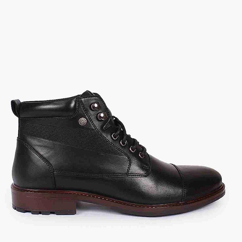 LEE COOPER BLACK MENS LEATHER BOOTS