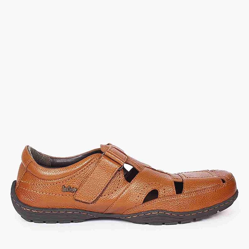 LEE COOPER TAN MENS LEATHER FISHERMAN SANDALS