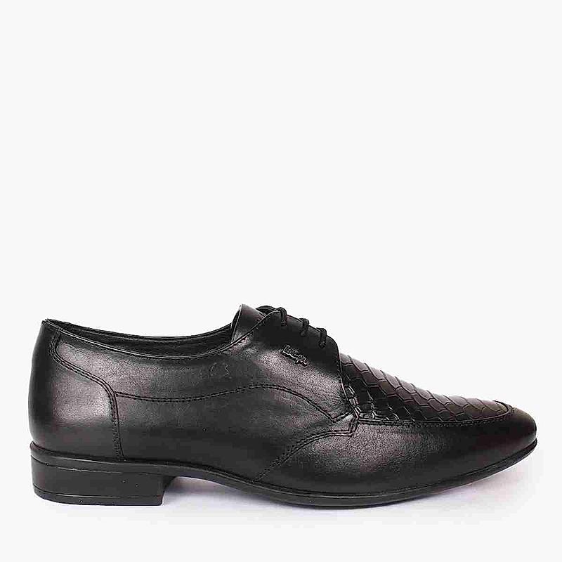 LEE COOPER BLACK MENS LEATHER DERBY SHOES