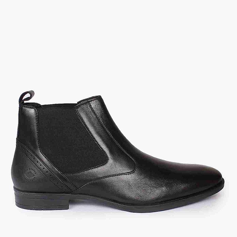 LEE COOPER BLACK MENS LEATHER BOOTS