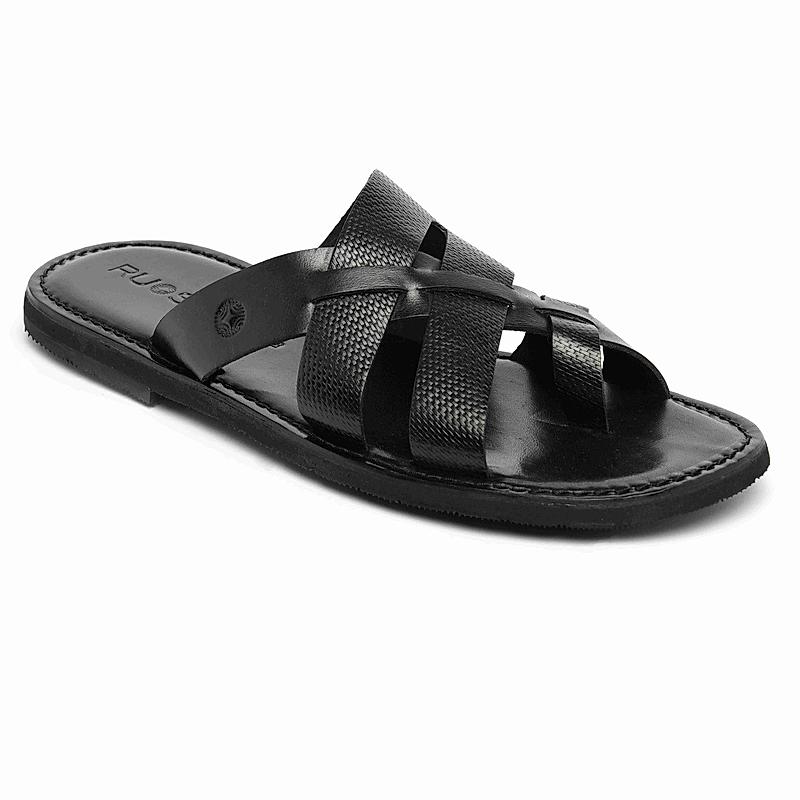 RUOSH BLACK MEN FLIP FLOPS