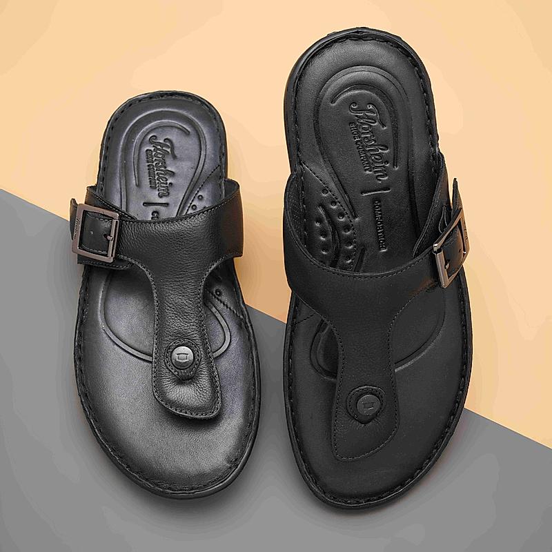 FLORSHEIM BLACK MEN OPEN FLIP FLOPS