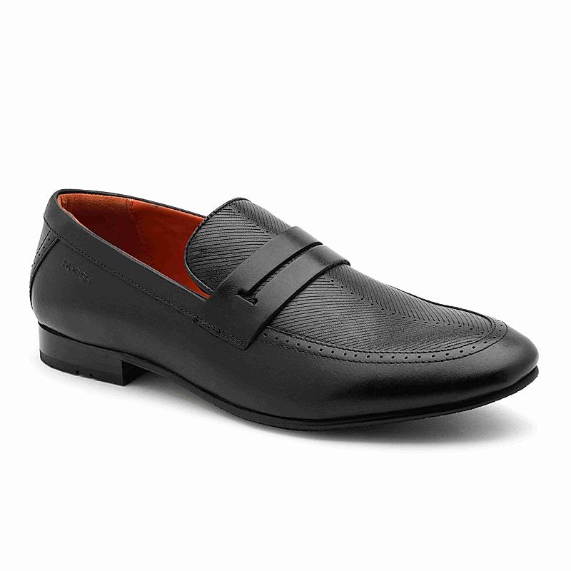 RUOSH BLACK MEN CASUAL SLIP-ON SHOES