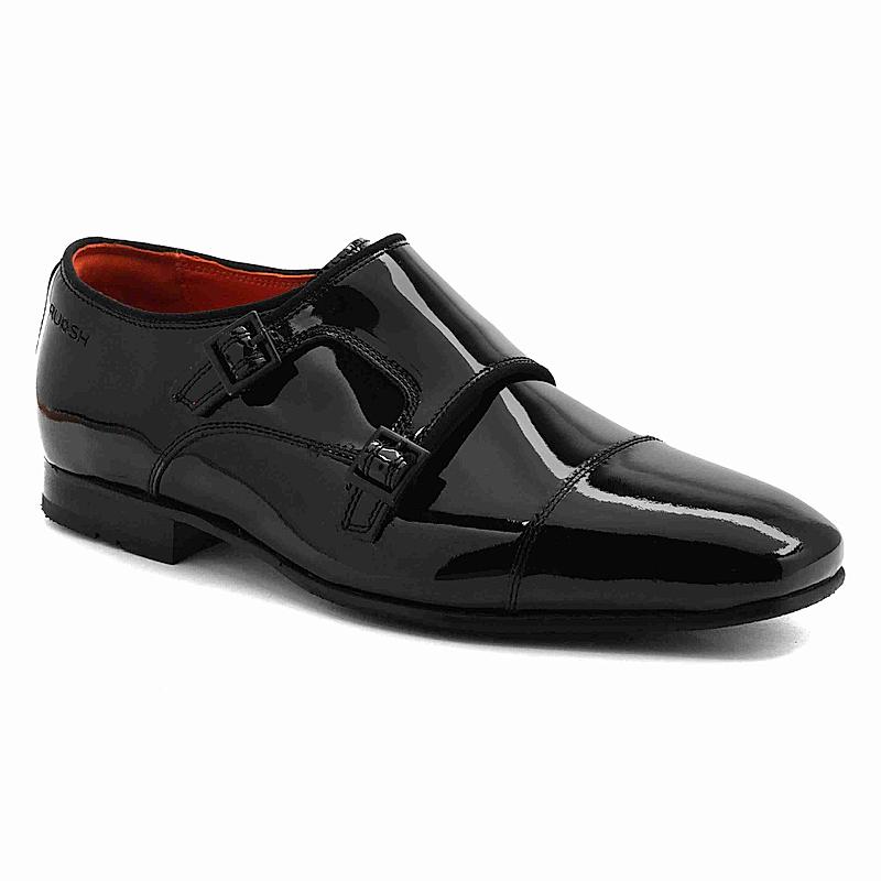 RUOSH BLACK MEN MONK-STRAP SHOES