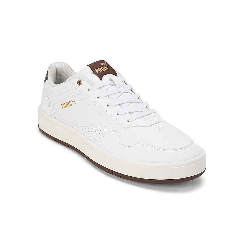 PUMA MEN WHITE COURT CLASSIC RES LACE UP SNEAKERS