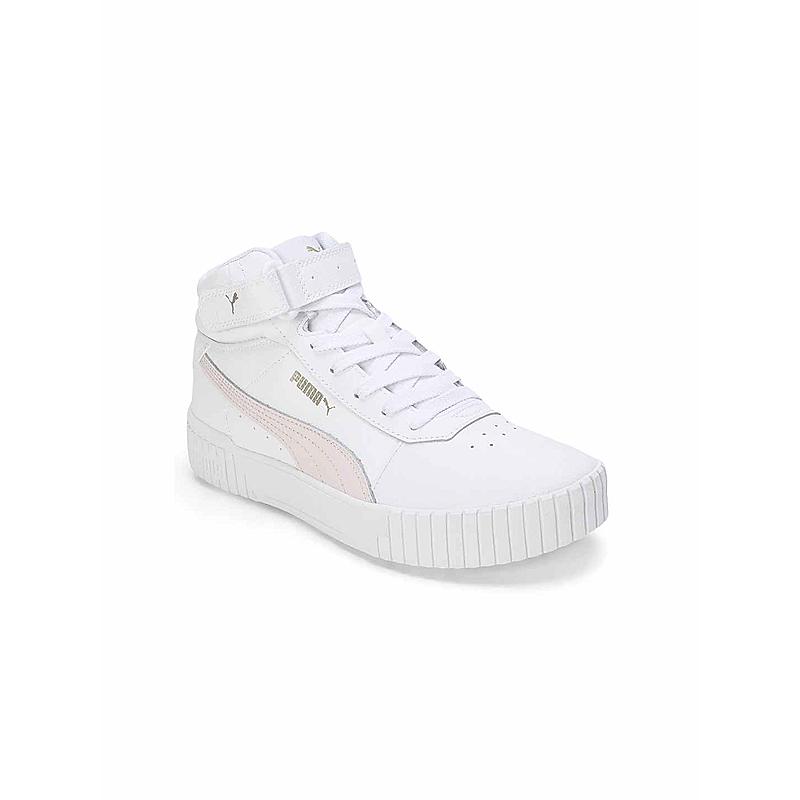 PUMA WOMEN WHITE CARINA 2.0 MID LACE UP SNEAKERS