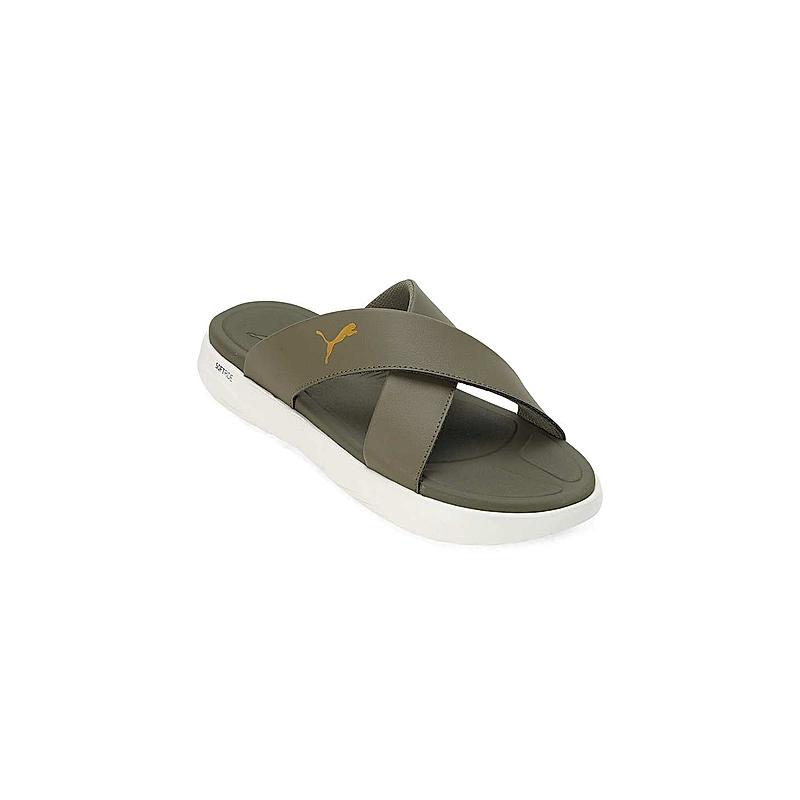 PUMA MEN OLIVE SOFTRIDE SEAVE SLIDERS