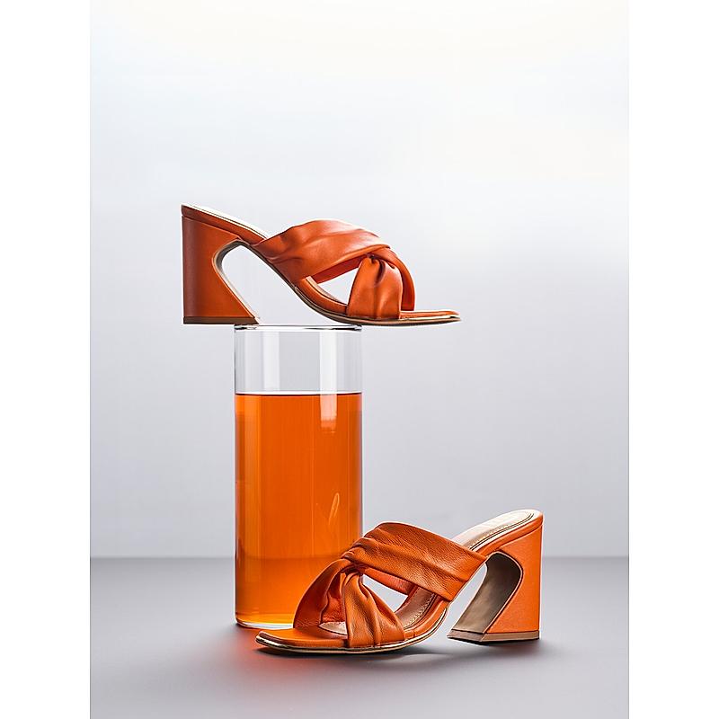 HEEL YOUR SOLE ORANGE WOMEN LULU BLOCK HEEL SANDALS