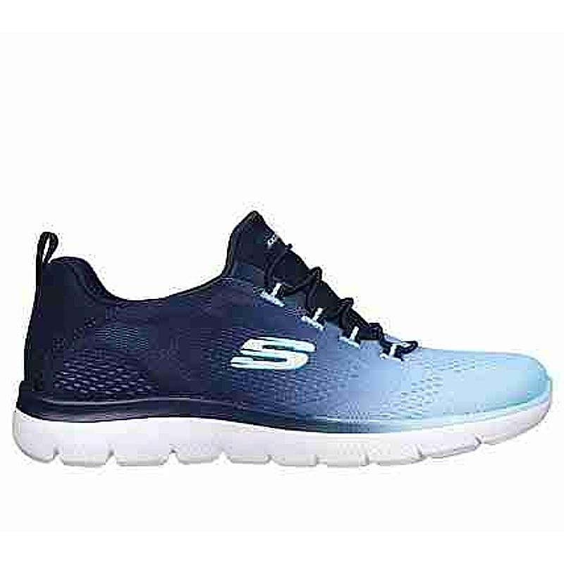 SKECHERS NAVY WOMEN SUMMITS-BRIGHT CHARMER SLIP ON SNEAKERS