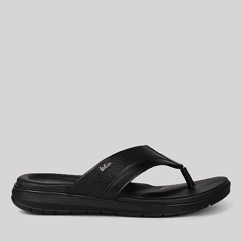 Lee Cooper Black Mens Leather Flip Flops