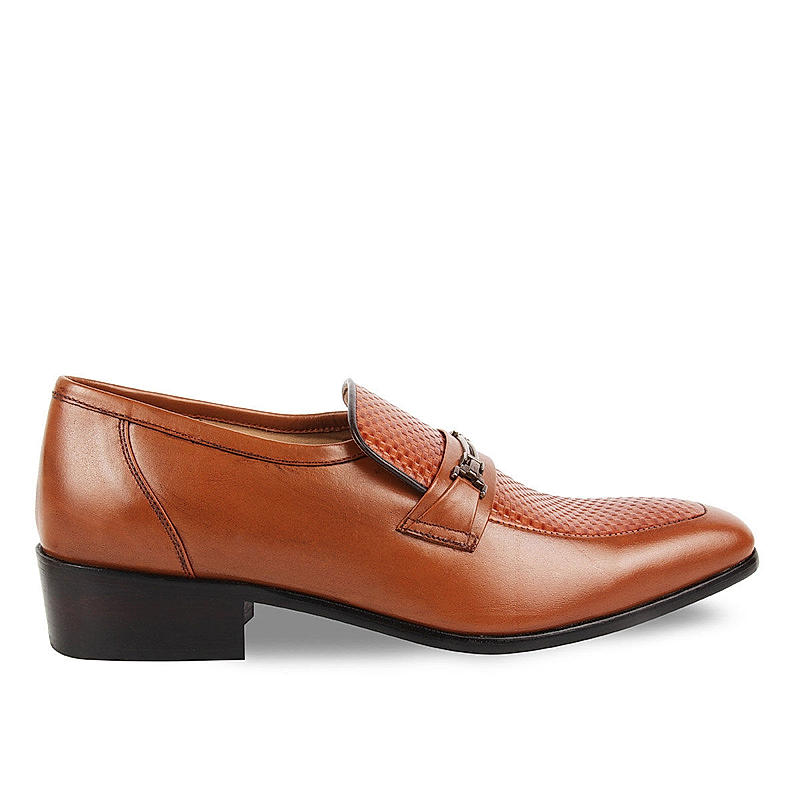 Zuccaro Tan leather formal shoes with metal ornament