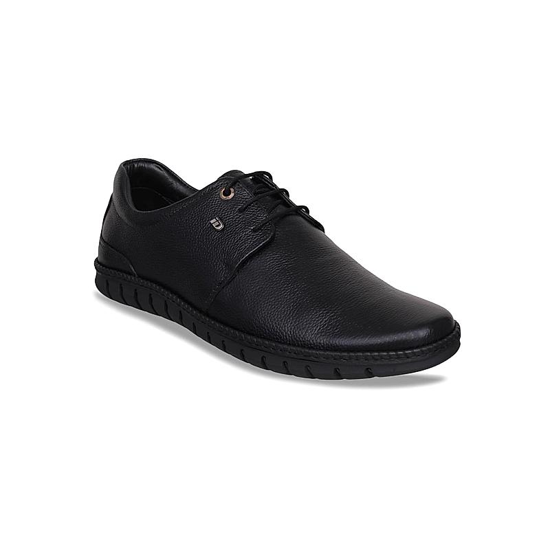 ID BLACK LEATHER MEN CASUAL LACE-UP SHOES