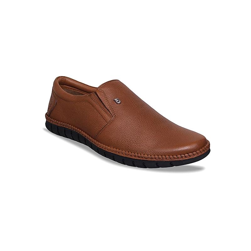 ID TAN LEATHER MEN CASUAL SLIP-ON SHOES