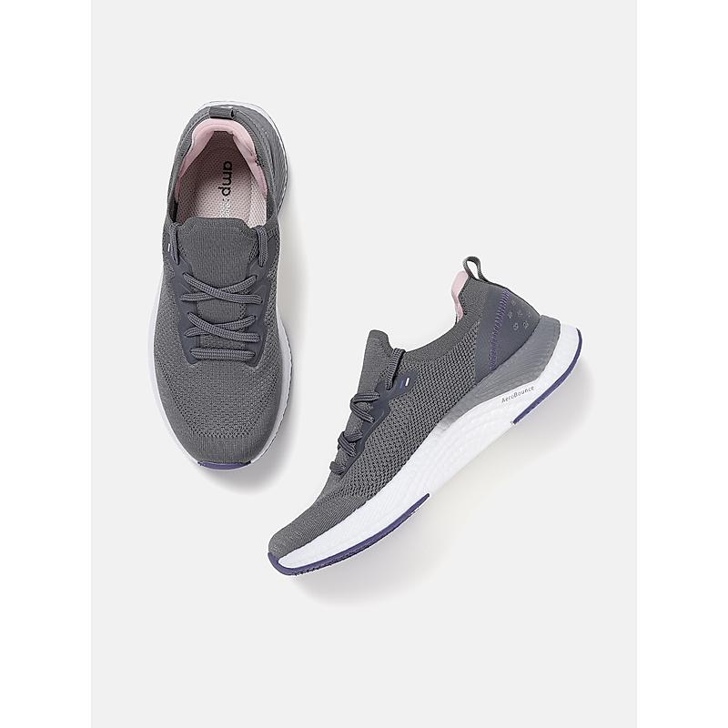 AMP GREY WOMEN SLIP-ON SNEAKERS