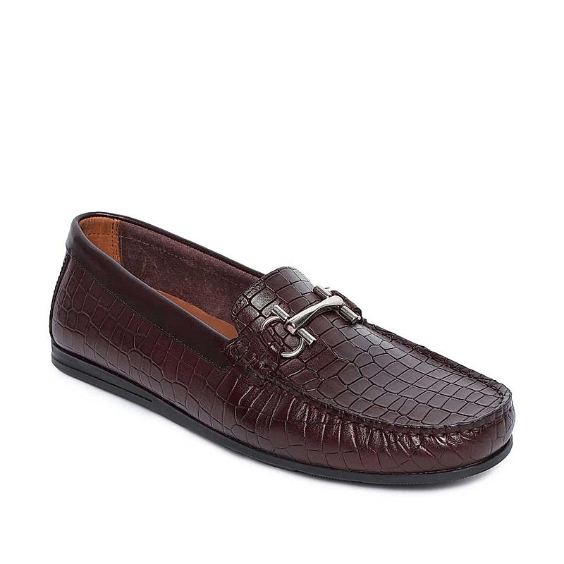 Gabicci Mens Burgundy Avanzo Croco Loafers