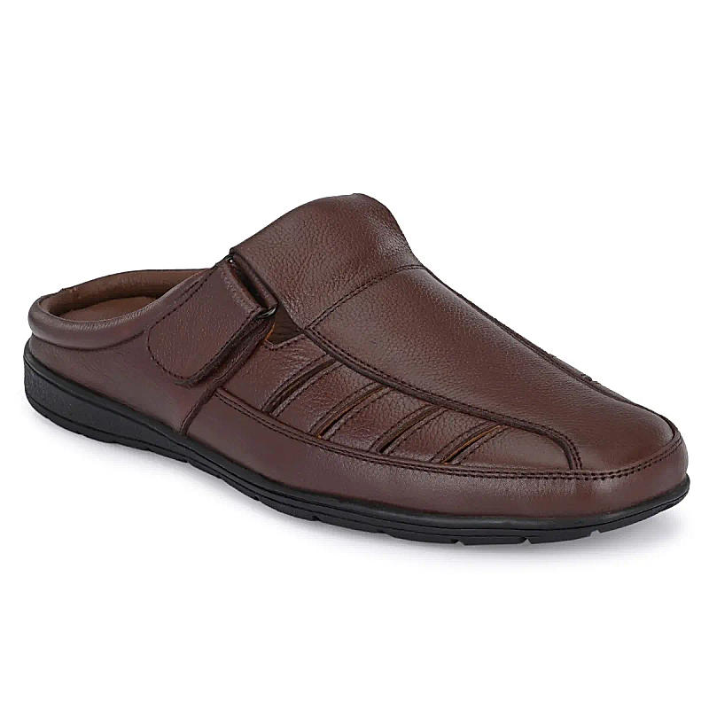 Egoss Brown Men Leather Sandals